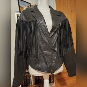 Euro Mono of California leather fringe coat